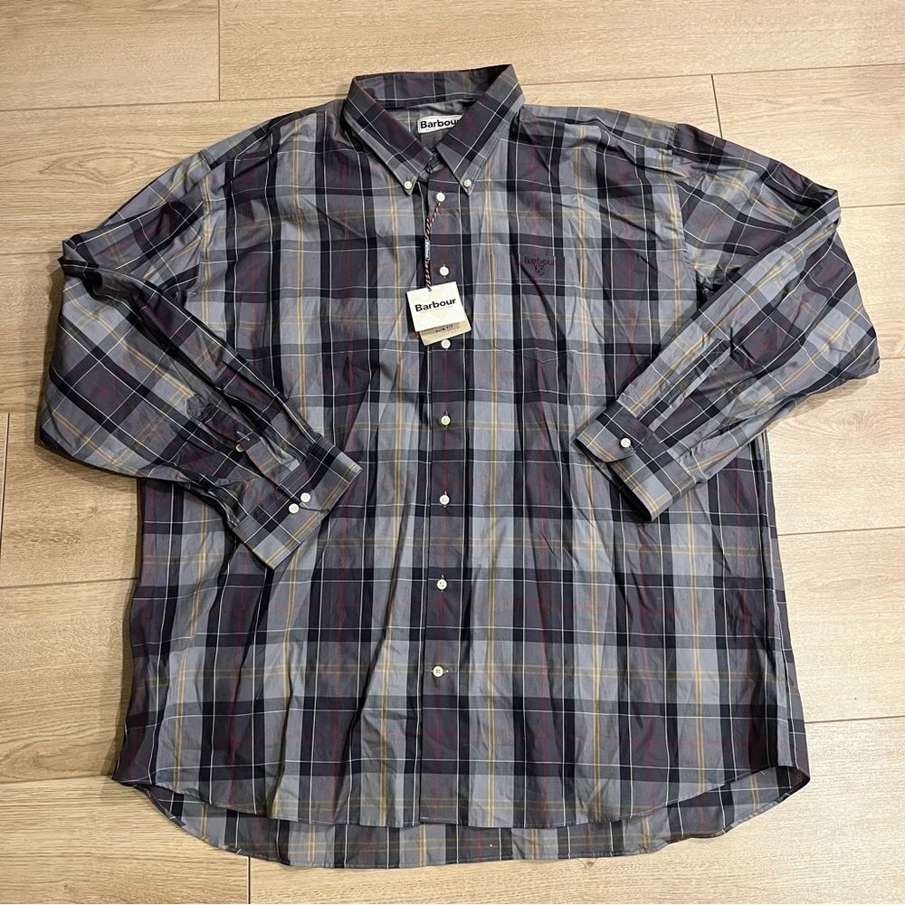 NWT Barbour Men’s Purple Plaid House Modern Regular Fit Button Down Size XXL